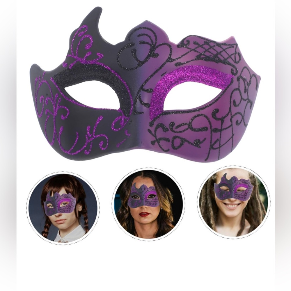 Purple and Black Masquerade Mask - Picture 4 of 5